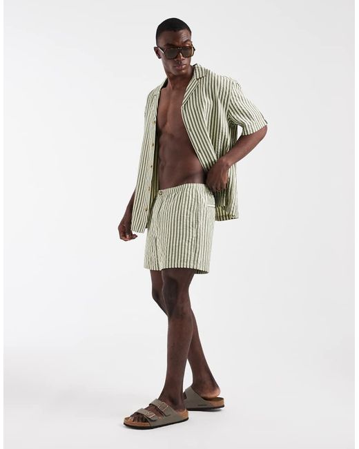 ASOS Natural Co-Ord Wide Fit Shorts for men