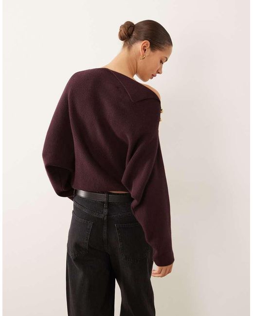 Mango Red Wool Mix Asymmetric Jumper With Hardware Detail