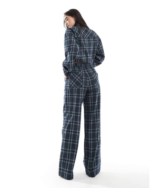 ASOS Blue Wide Leg Tie Waist Trousers Co-ord