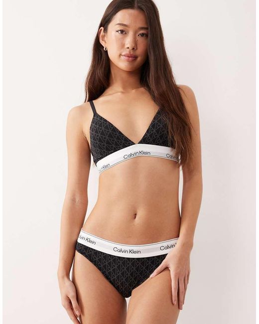 Calvin Klein Black Icon Cotton Modal Lightly Lined Triangle Bra