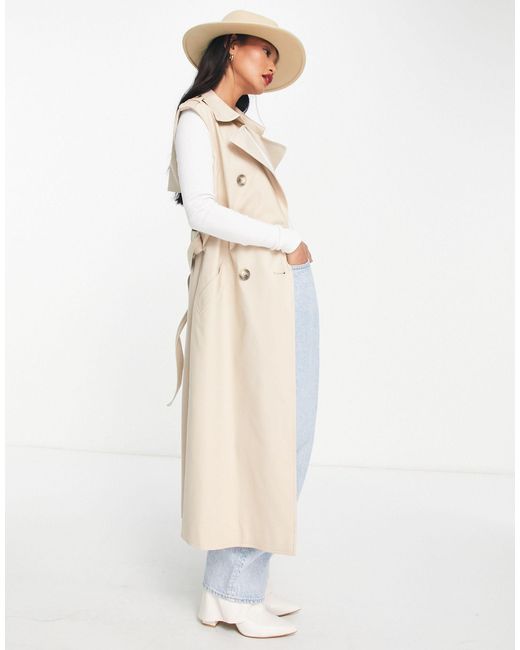 River Island Sleeveless Trench Coat in White Lyst