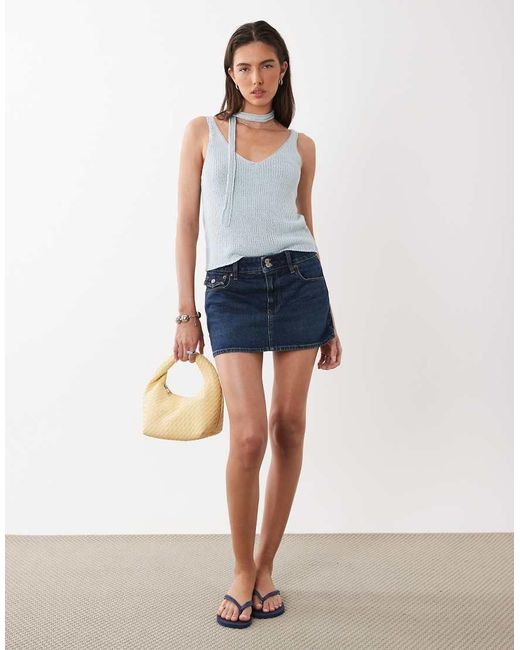 Mango Blue Teen Knit Tank Top With Scarf