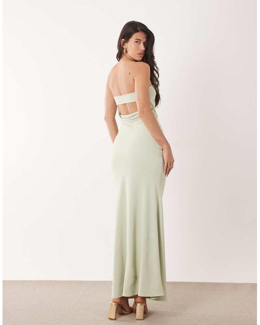 Aria Cove Natural Structured Bandeau Cowl Back Detail Maxi Dress