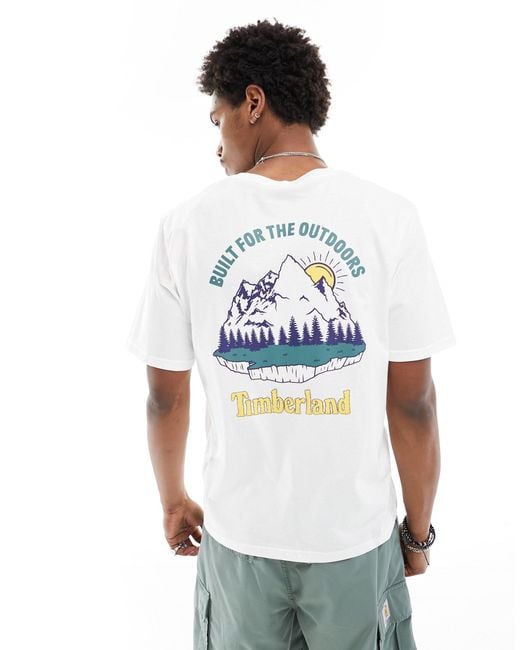 Camiseta blanca extragrande con estampado Timberland de hombre de color White