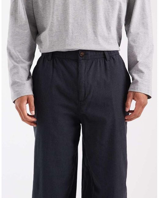 Jack & Jones Gray Smart Linen Mix Pants for men