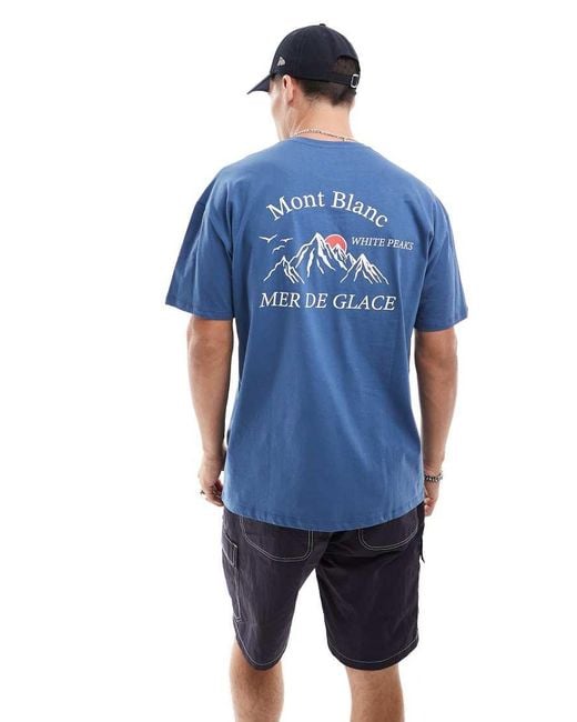 New Look Blue Mont Blanc T-shirt for men