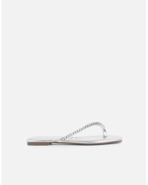 SIMMI Natural May Toe Thong Diamante Flat Sandals