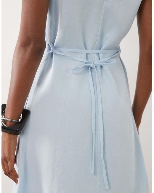 ASOS White Linen Blend V Neck Halter Mini Dress