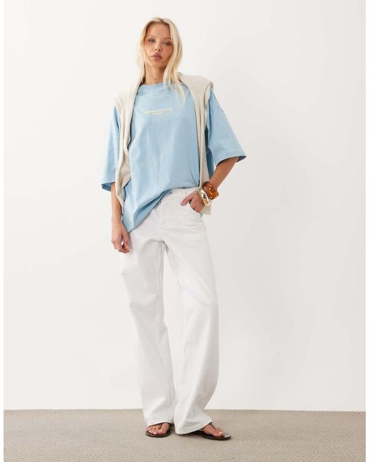 ASOS Blue Weekend Collective Icon Oversized T-shirt With Bold Font Back Graphic