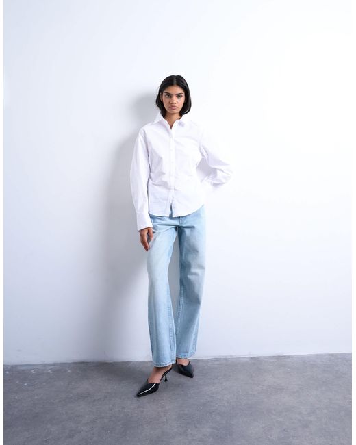 Chemise à manches longues et taille cintrée TOPSHOP en coloris White