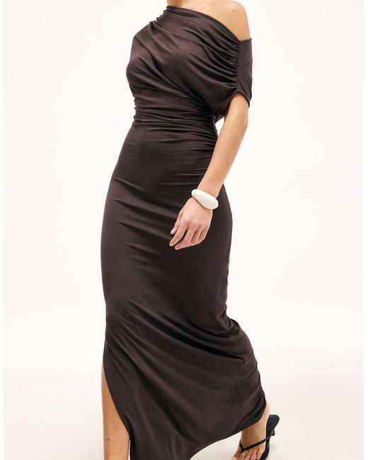 NA-KD Black Soft Line Draped Maxi Dress