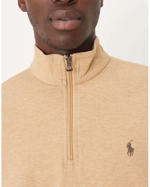 Polo Ralph Lauren Blue Icon Logo Double Knit Half Zip Sweatshirt for men