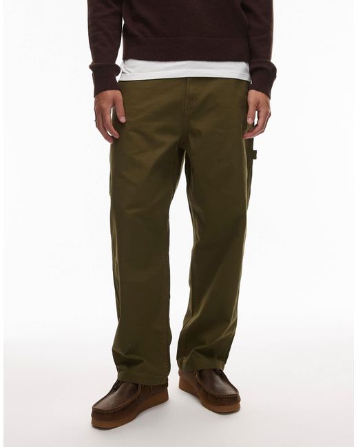 Timberland – locker sitzende carpenter-hose aus schwerem canvas in Green für Herren