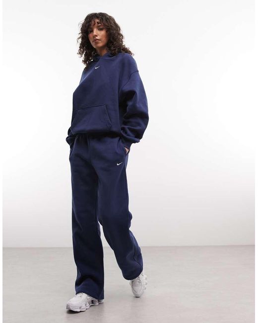 Nike Blue Studio Fleece Mid-Weight Oversized Hoodie