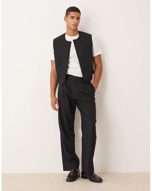 ASOS – anzughose aus leinenmix in Black für Herren