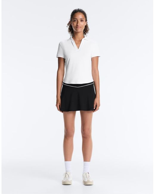 Oysho White Comfortlux Short Sleeve Piping Polo Shirt