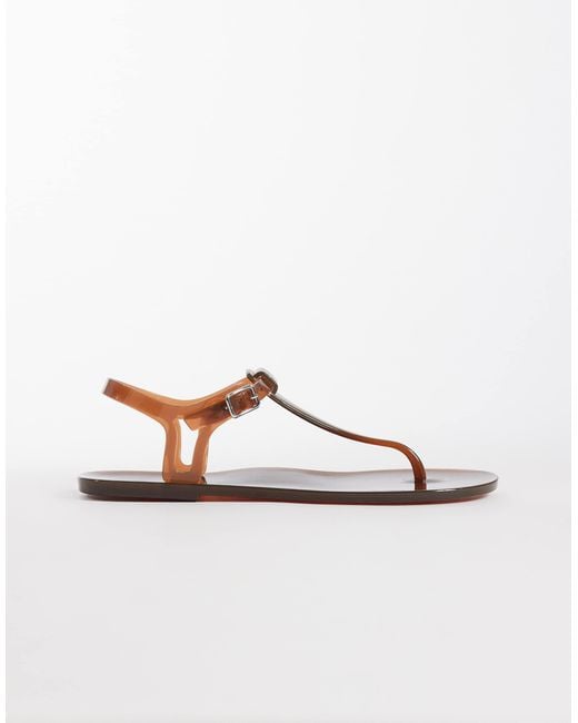 Mango Brown Toe Post Jelly Sandal