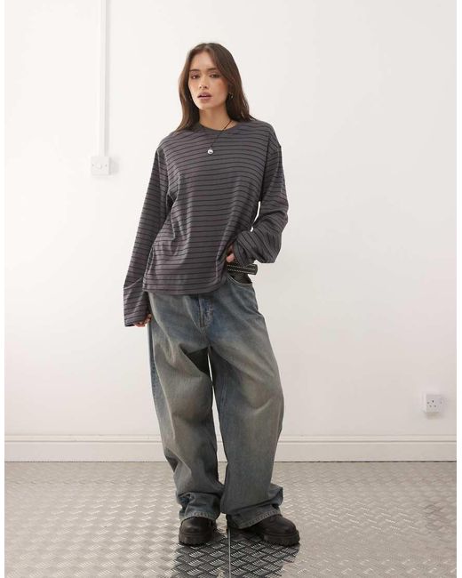 Weekday Gray Boxy Long Sleeve Tee