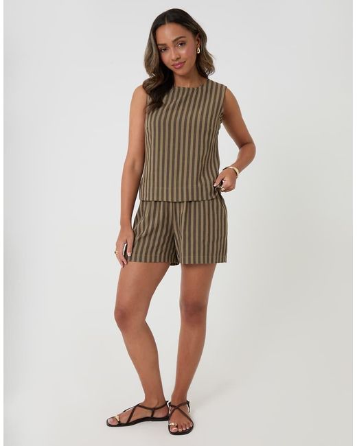 Threadbare Brown Stripe Shell Top