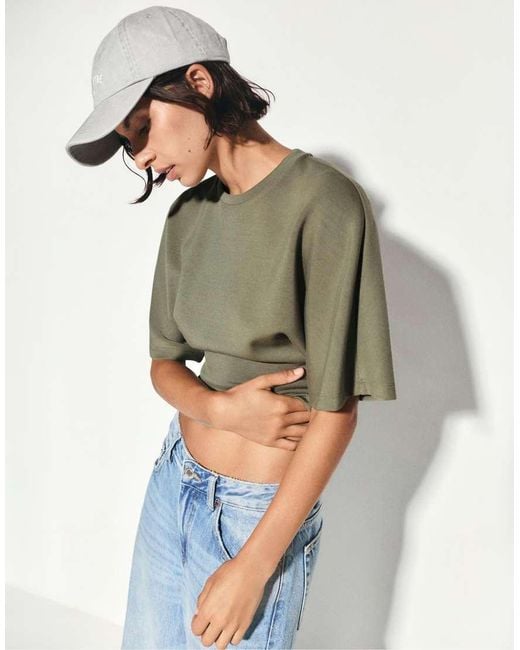 Pull&Bear Green Modal Batwing Sleeve T-shirt
