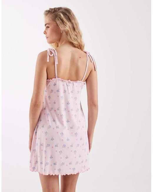 Loungeable White Ribbed Jersey Cami Nightdress