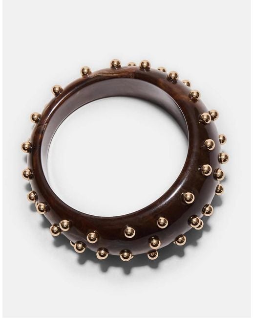 Stradivarius White Maxi Rigid Studded Bracelet