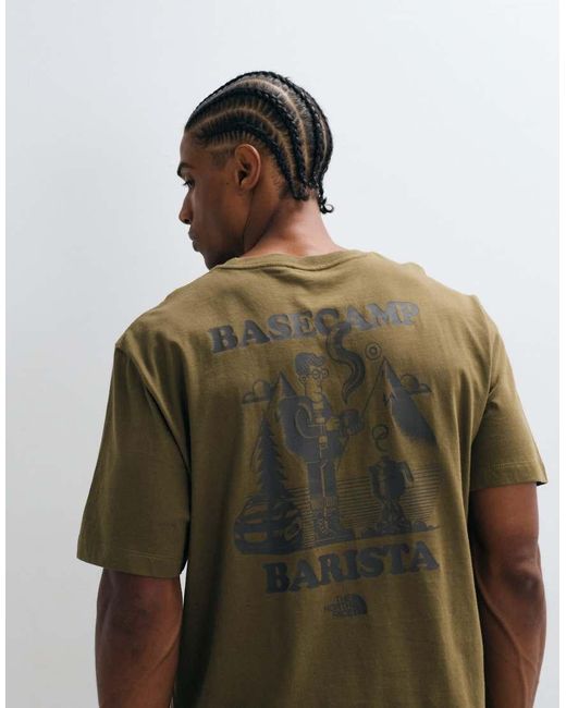 The North Face Green Basecamp Barista Graphic T-Shirt for men