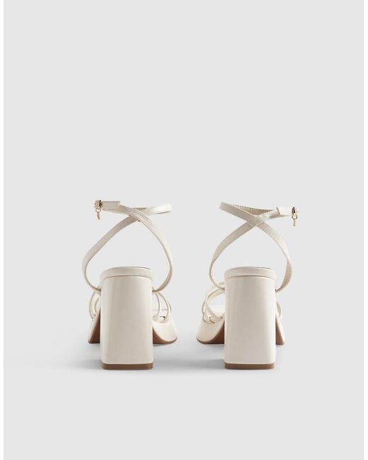 River Island Natural Block Heel Cross Strap Sandals