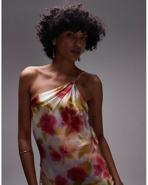 TOPSHOP Brown Asymmetric One Shoulder Open Back Midi Occasion Dress
