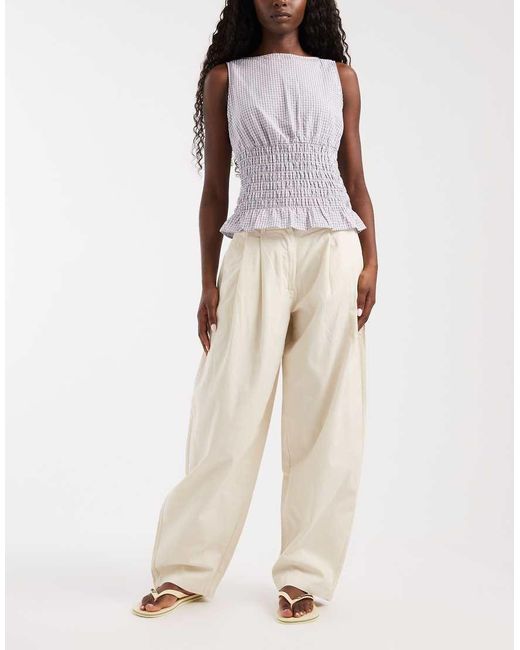 Aware Natural Double Pleat Front Barrel Leg Trouser