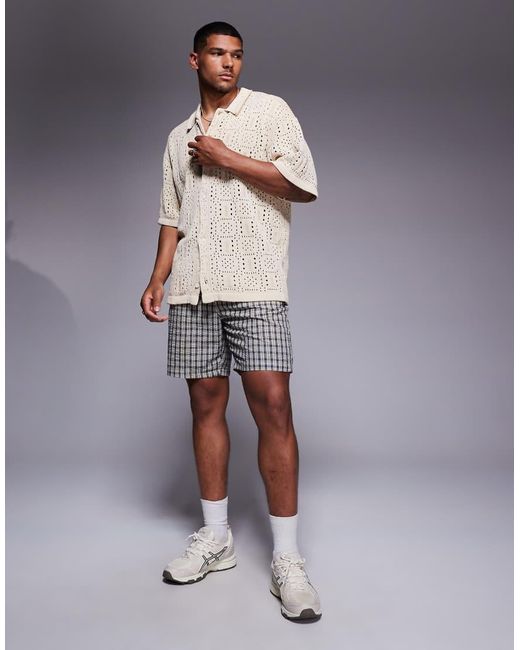 ADPT White Knitted Crochet Shirt for men