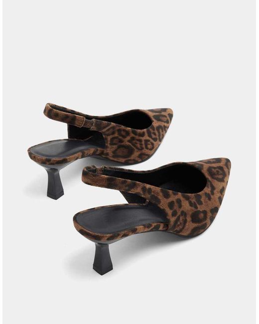 Yours Clothing Black Wide Fit Leopard Faux Suede Sling Back Heels
