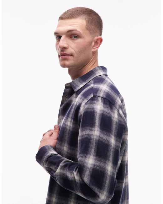 AllSaints – haven – langärmliges karohemd in Blue für Herren