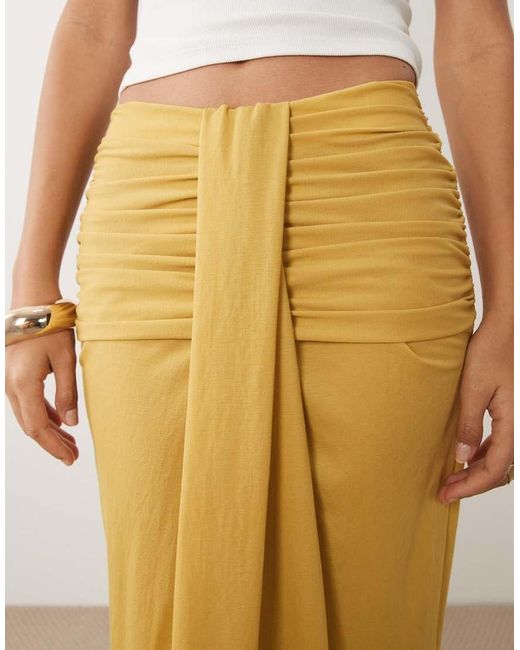 ASOS Natural Drape Detail Gathered Maxi Skirt