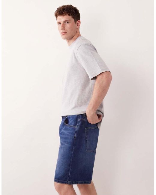 ASOS Blue Mid Length Denim Jorts for men