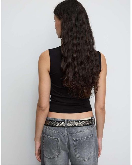 Stradivarius Black Basic Sleeveless T-Shirt