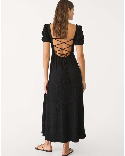 Stradivarius Black Maxi Dress With Cross Back