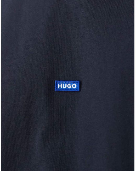 HUGO Blue Cotton With Back Logo Print T-Shirt for men