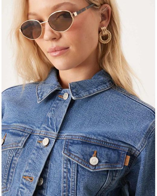 Giacca Di Jeans Stile Western Lavaggio Medio di ASOS in Blue