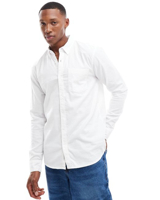 Hollister White Long Sleeve Oxford Shirt for men