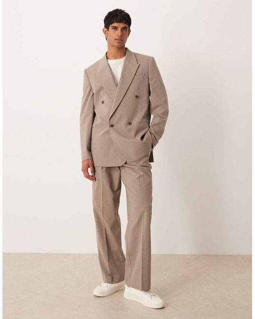 ASOS Natural Relaxed Square Shoulder Suit Jacket for men