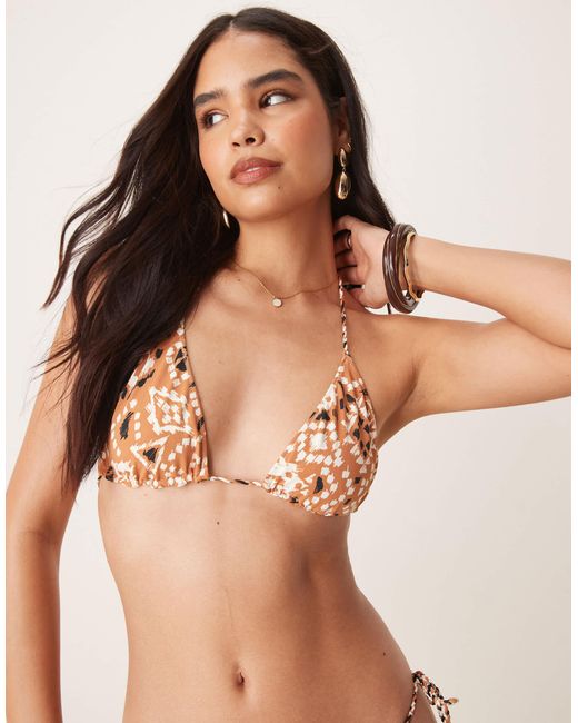 Stradivarius Natural Reversible Zebra Bikini Top