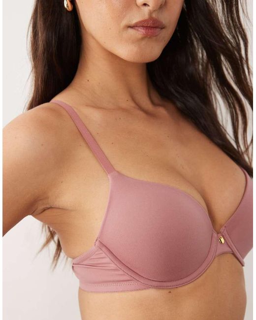 ASOS Brown Moulded T-Shirt Bra With Charm Detail
