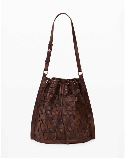 Desigual Brown Medium Braided Drawstring Backpack