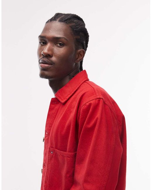 Tommy Hilfiger Red Chore Jacket for men