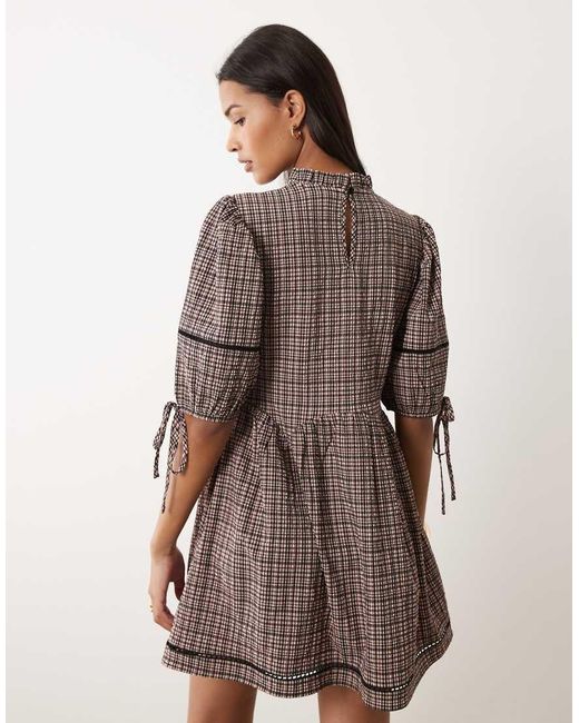 Wednesday's Girl Brown Mini Textured Smock Dress