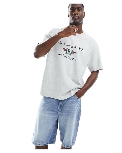 Heritage - t-shirt color mélange con logo di Abercrombie & Fitch in White da Uomo