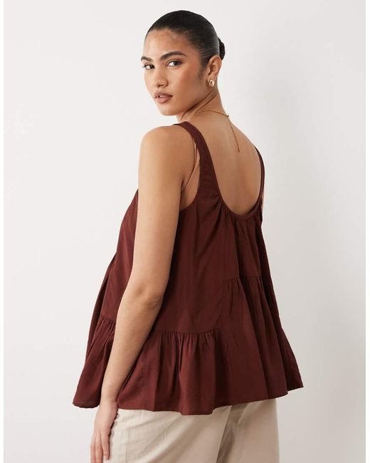 ASOS Brown Asos Design Maternity Scoop Neck Peplum Cami Top