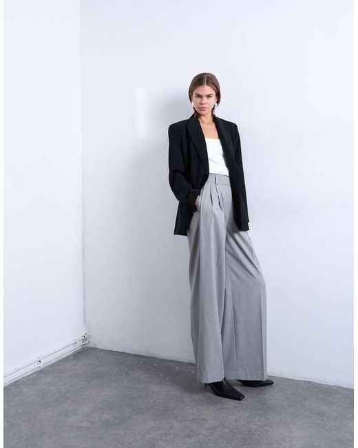 TOPSHOP White High Waisted Two Pleat Tailored Trouser