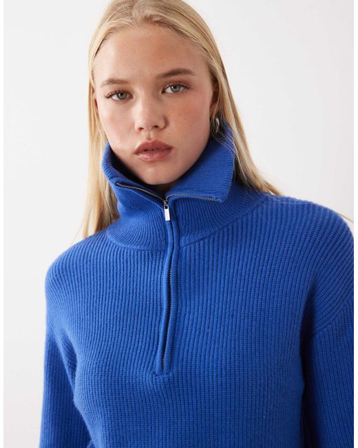 Pull à col zippé quart Mango en coloris Blue